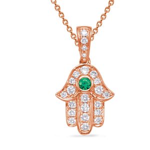 Rose Gold Diamond & Emerald Pendant