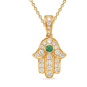 Yellow Gold Diamond & Emerald Pendant