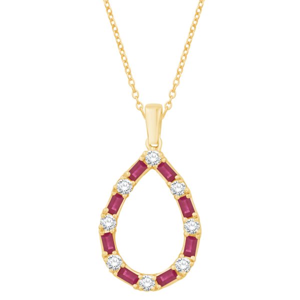 Yellow Gold Diamond & Ruby Pendant