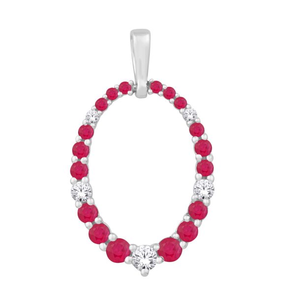 White Gold Diamond & Ruby Pendant