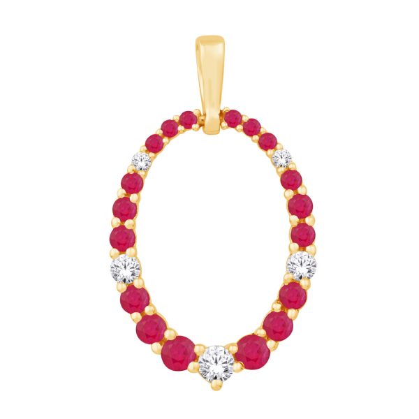 Yellow Gold Diamond & Ruby Pendant