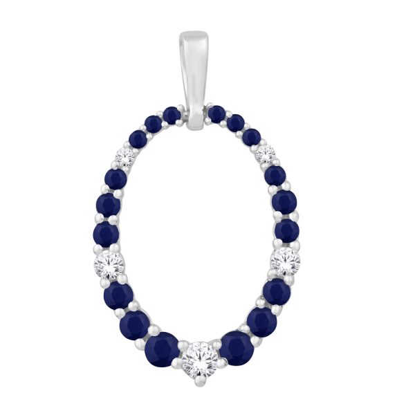 White Gold Diamond & Sapphire Pendant